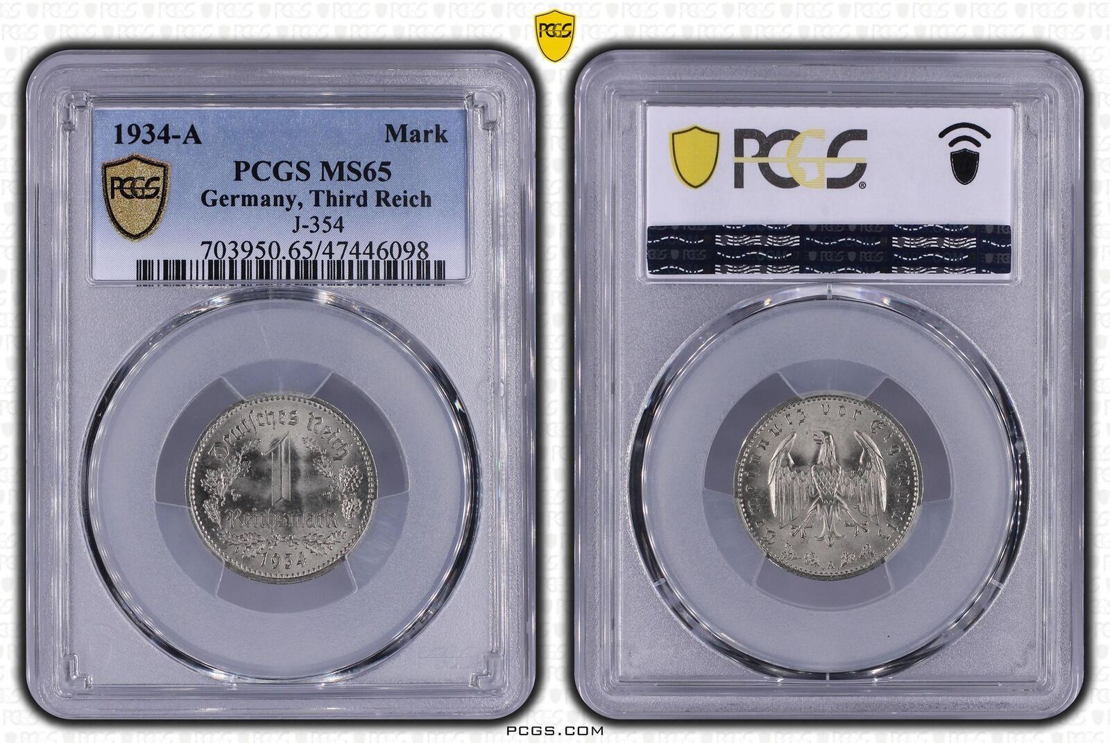 Drittes Reich 1 Reichsmark 1934 A toll erhalten, selten in dieser guten