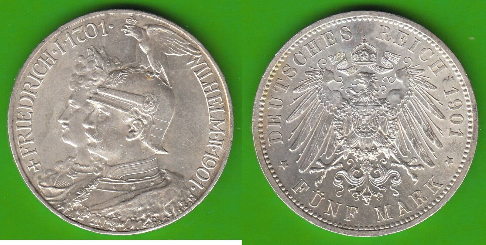 Preußen 5 Mark 1901 Wilhelm II. 1888-1918, 200 Jahre Königreich. hübsch ...