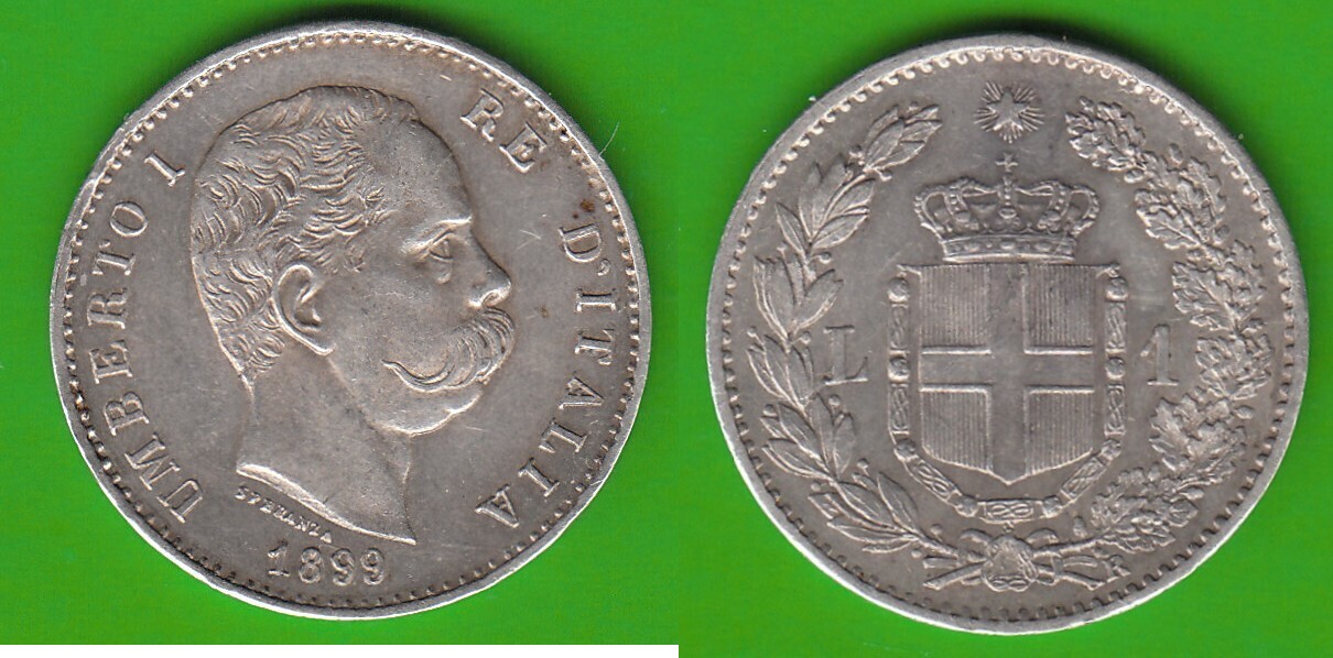 Italien 1 Lira 1899 Umberto I. 1878-1900, sehr hübsch UNC-, kleine ...