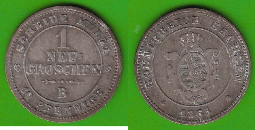 Sachsen 1 Neugroschen 1865 Johann 1854-1873 VF, Kleiner Randfehler | MA ...