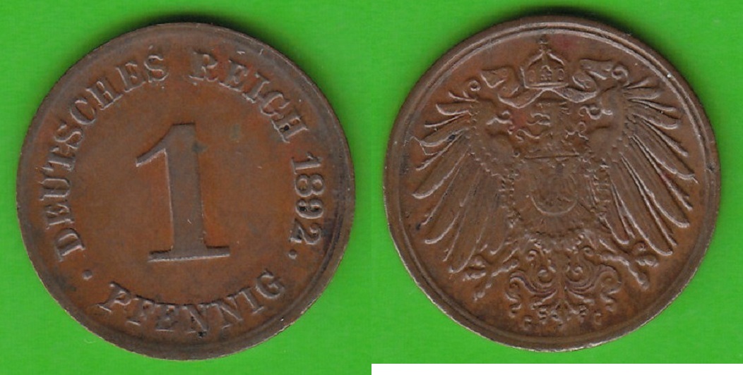 Kaiserreich 1 Pfennig 1892 G hübsch EF | MA-Shops