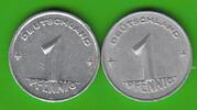 DDR 1 Pfennig 2 Münzen, hübsch -