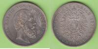 Württemberg 5 Mark Karl 1864-1891, überdurchschnittlich, selten in guter Qualität -