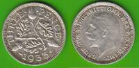 Großbritannien 3 Pence George V. 1910-1936, hübsch -