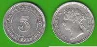 Straits Settlements 5 Cents Victoria 1837-1901 -