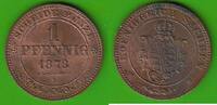 Sachsen 1 Pfennig Johann 1854-1873, seltener Jahrgang, Prachtstück -