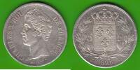 Frankreich 5 Francs Charles X. 1824-1830, hübsch -