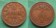 10 Penniä 1866 Finnland Alexander II. 1855-1881 sehr schön