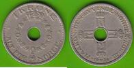 Norwegen 1 Krone Haakon VII. 1905-1957, seltenster Jahrgang dieses Typs -