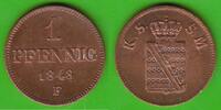 Sachsen 1 Pfennig Friedrich August II. 1836-1854, toll erhalten -