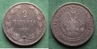 2 Markkaa 1874 Finnland Alexander II. 1855-1881 sehr schön, Randfehler