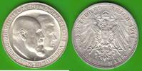 Württemberg 3 Mark Wilhelm II. 1891-1918, Silberhochzeit, toll erhalten -