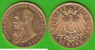 10 Mark 1902 Sachsen-Meiningen GOLD, Georg II. 1866-1914, hübsch, sehr selten vz+/fast st, Erstabschlag