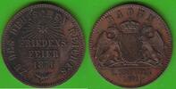 Baden 1 Kreuzer Friedrich I. 1852-1907, Friedensfeier, hübsch -
