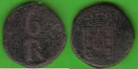 6 Reis 1834-1853 Portugiesisch-Indien Goa Maria II. 1834-1853, undatiert, selten ss-, etwas rau