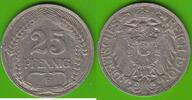 Kaiserreich 25 Pfennig 1910 F sehr sch&ouml;n 6.63 US$  +  4.61 US$ shipping