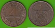 Weimarer Republik 4 Reichspfennig 1932 A Br&uuml;ning-Taler, sehr h&uuml;bsch vz-st 10.95 US$  +  4.61 US$ shipping