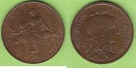 Frankreich 10 Centimes seltener Jahrgang, hübsch -