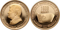 Turkmenistan 1000 Manat 3 Years of Independence, President Nyyazow and National Flag -