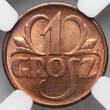 POLAND 1 Grosz 1936 NGC MS 65 RD