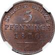 Germany (Prussia) 3 Pfennige 1870 C Wilhelm I NGC PF 64 BN