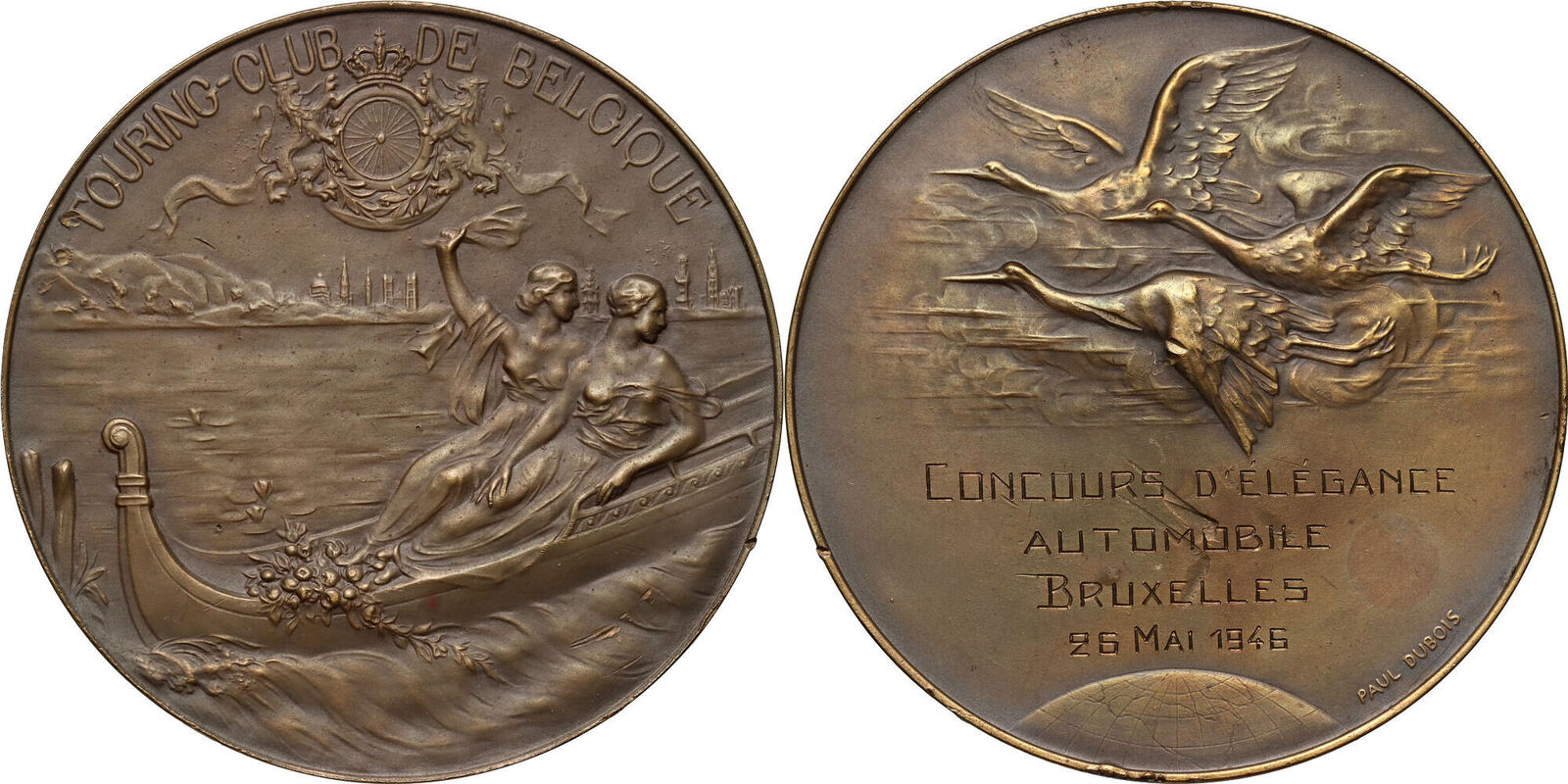 BELGIUM Medal 1946 Touring-Club de Belgique, Paul Dubois ~EF