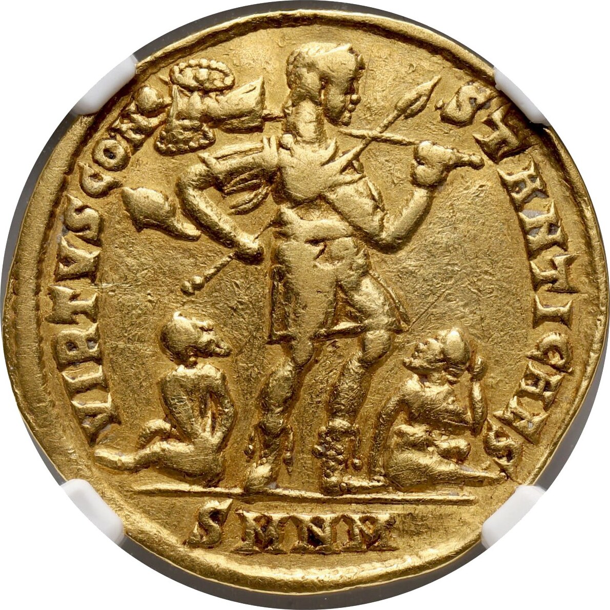 ROMAN EMPIRE AV Medallion Constantius II, AD 337-36 Nicomedia NGC F Strike:  5/5 Surface: 1/5