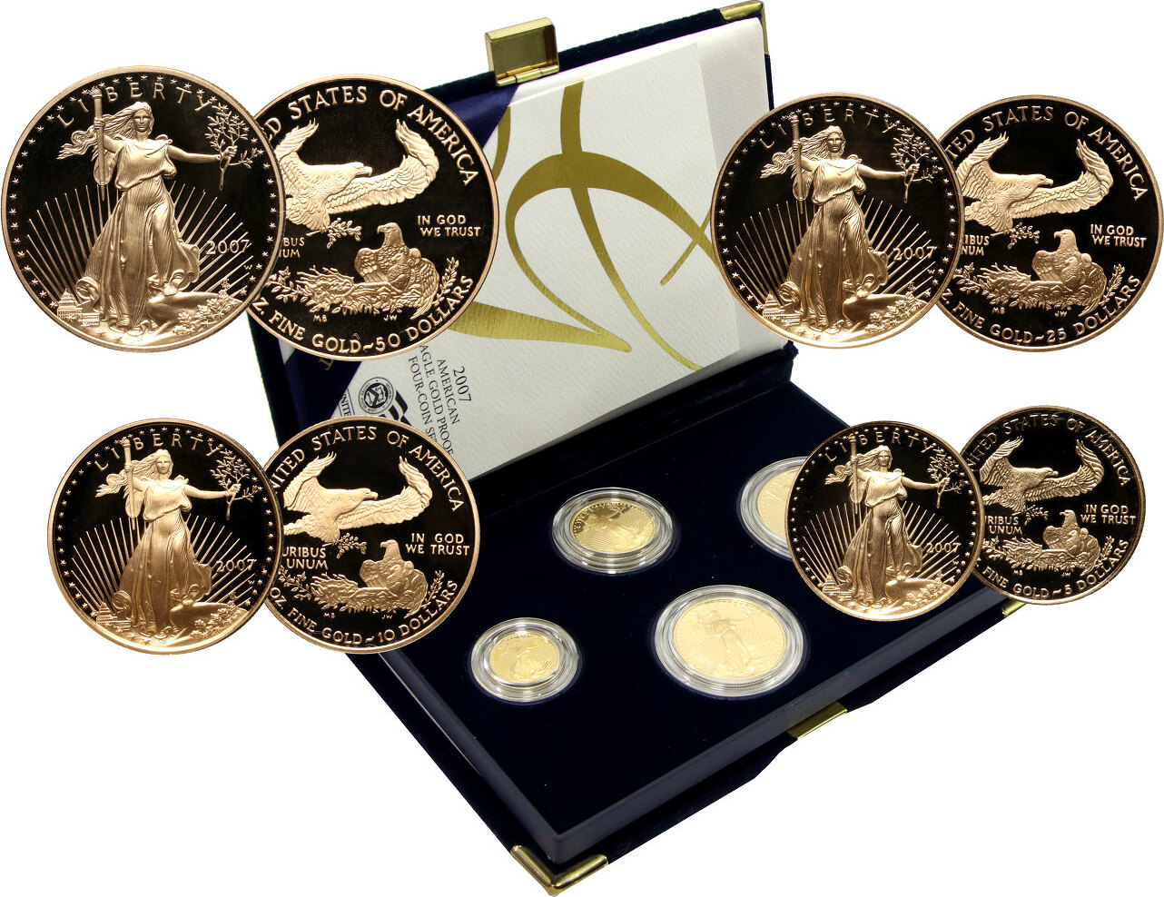 USA 5 to 50 Dollars 2007 American Eagle Gold Proof Four-Coin Set PF - American Eagle Gold Proof Four Coin Set