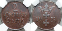FREE CITY OF DANZIG 2 Pfennige PROOF -