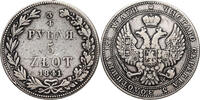 RUSSIAN PARTITION OF POLAND 3/4 Rouble = 5 Zlotych Nicholas I, Warsaw -