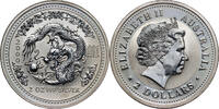 2 Dollars 2000 AUSTRALIA Elizabeth II, Year of the Dragon, 2 Oz Ag999 VZ-ST