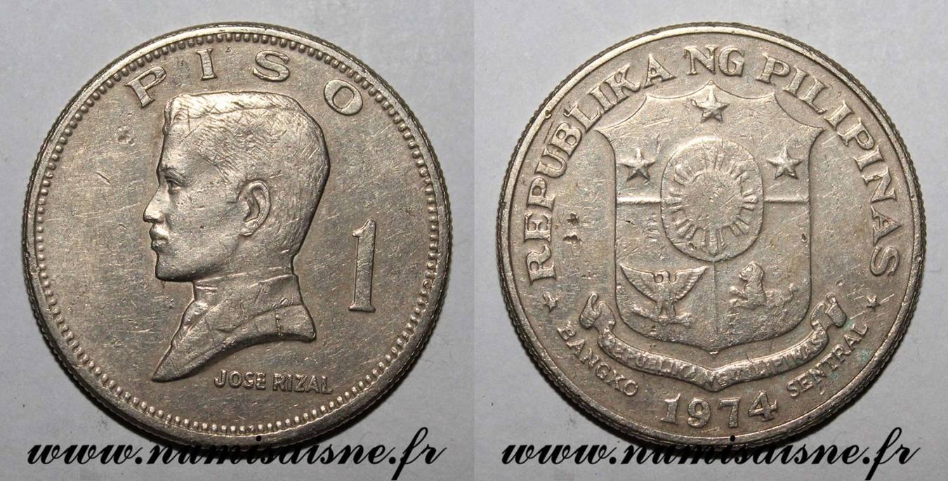 PHILIPPINES KM 203 1 PISO 1974 VF MA Shops