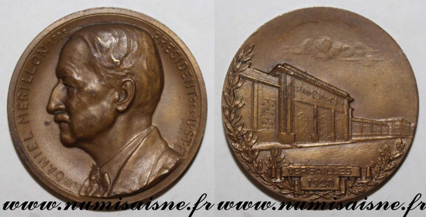 France MEDAL - DANIEL MERILLON - PRESIDENT OF U.S.T.F. - VERSAILLES - 1928  | MA-Shops