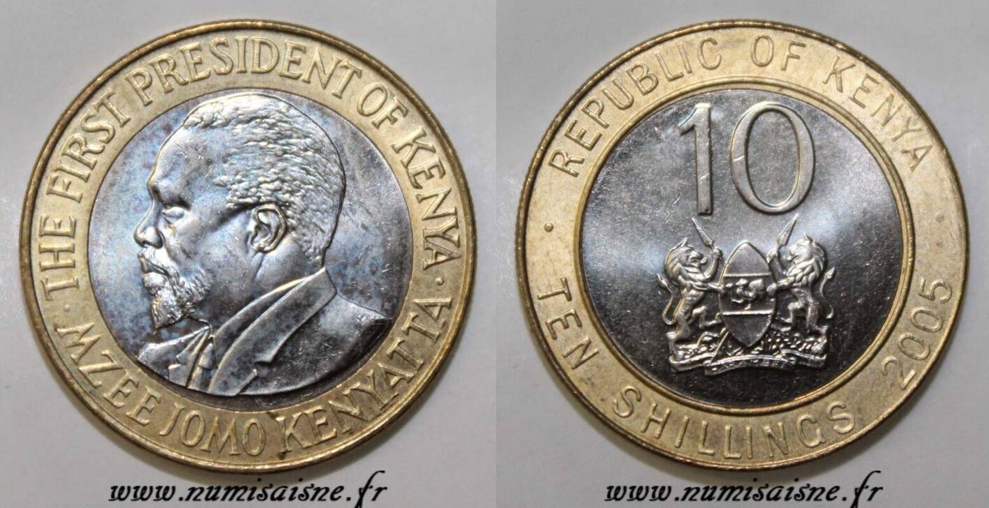 KENYA - KM 35 - 10 SHILLING 2005 - JOMO KENYATTA XF/UNC | MA-Shops