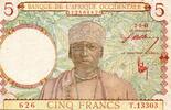 Afrique occidentale française 5 Francs FRENCH WEST AFRICA - PICK 26 - 5 FRANCS - 02/03/1943 -