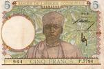 Afrique occidentale française 5 Francs FRENCH WEST AFRICA - PICK 25 - 5 FRANCS - 06/03/1941 -