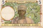 Afrique occidentale française 5 Francs FRENCH WEST AFRICA - PICK 21 - 5 FRANCS - 12/08/1937 -