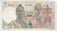 Afrique occidentale française 5 Francs FRENCH WEST AFRICA - PICK 36 - 5 FRANCS - 17/08/1943 - VF+ -