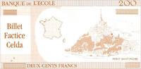 France 200 Francs FRANCE - SCHOOL BANK - CELDA DUMMY BANKNOTE - 200 FRANCS - MONT SAINT MICHEL -