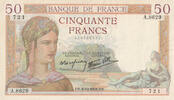 France 50 Francs FRANCE - PICK 85 - 50 FRANCS CERES - TYPE 1933 - 06/10/1938 -