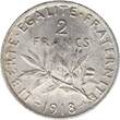 France  2 Francs Semeuse - 1918 - Silver XF