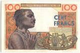 West AFrican States  100 Francs Mask - 1959 - Serial C.73 AU+