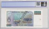 Argentina 1000 pesos argentinos 1000 Pesos , G San Martin - 1983 - Specimen - PCGS 63 OPQ -P.317s AU