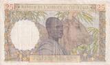 French West Africa  25 Francs - Woman, Man with a cow - 1943 - Serial U.1677 - VF+ - P.38