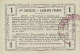 France 1916 1 Franc - Laon - Regional Coupon - 16-06-1916 - Serial 19 XF