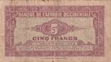 French West Africa 1942 5 Francs - African - 14-12-1942 - Serial AR FF+