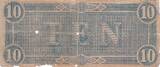 USA  10 Dollars Confederate States - 1864 - Serial 70047 VG
