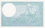 France 1939 10 Francs Minerva - 06-07-1939 - Serial T.74479 XF