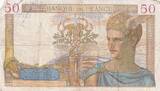 France 1939 50 Francs Ceres - 21-12-1939 - Serial T.11726 VF