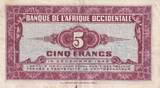 French West Africa  5 Francs - African - 1942 - Serial H VF
